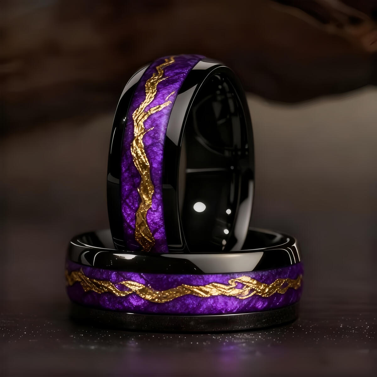 Gymnastic Ring Wood - Модное черное мужское кольцо из нержавеющей