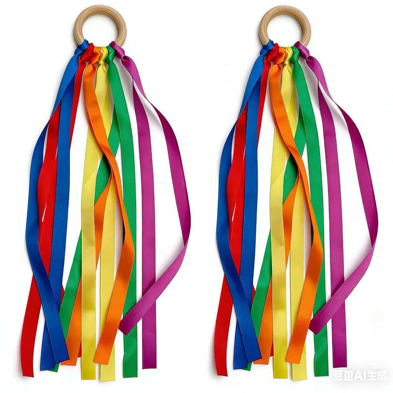 Gymnastic Ring Wood - Радужные воздушные змеи-палочки Монтессори с деревянным